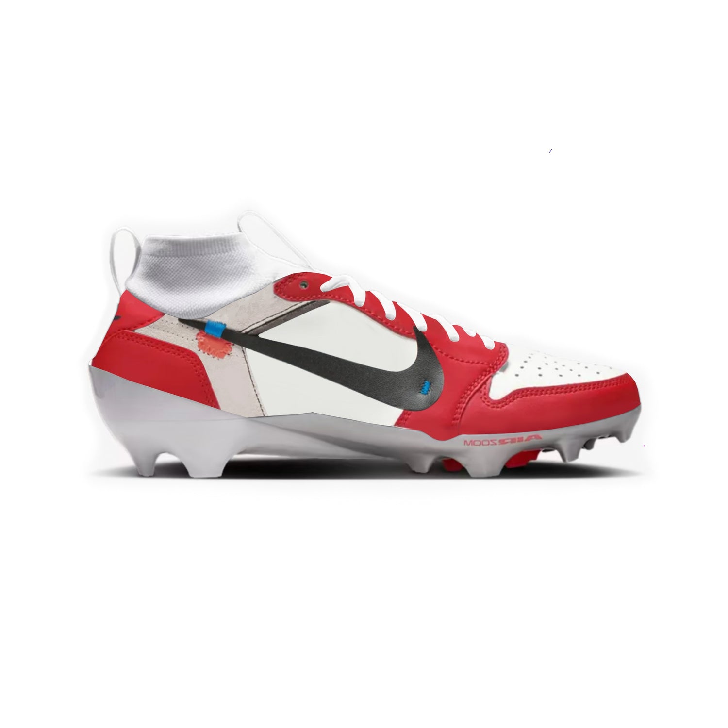 OW Jordan 1 Cut & Sew Material Football Cleats