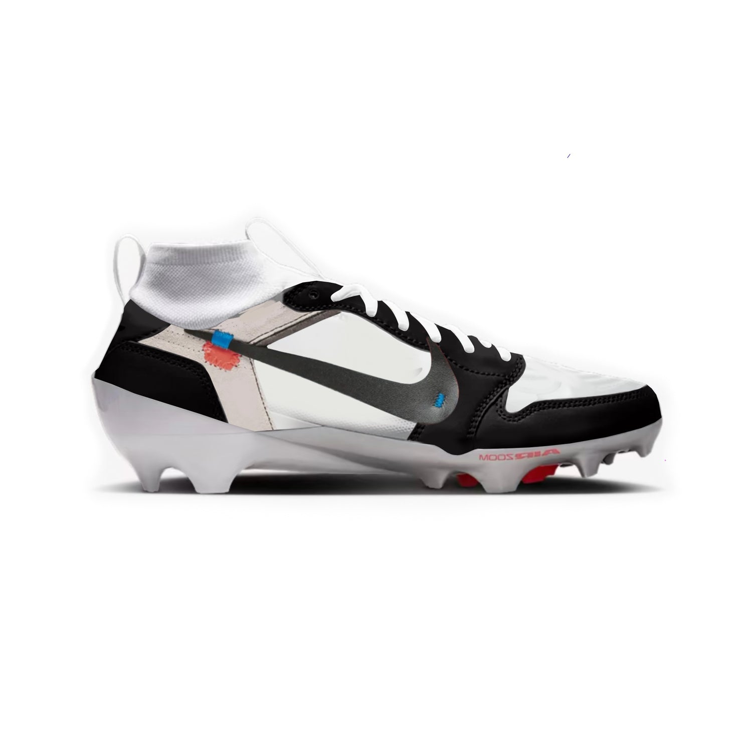 OW Jordan 1 Cut & Sew Material Football Cleats
